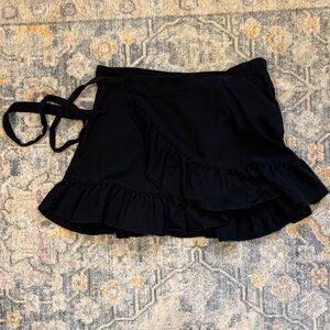 Aerie Black Ruffled Wrap Skirt